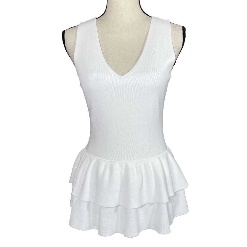 Lilly Pulitzer Cumberland White Peplum Top Womens S Sweater Knit Style 28008